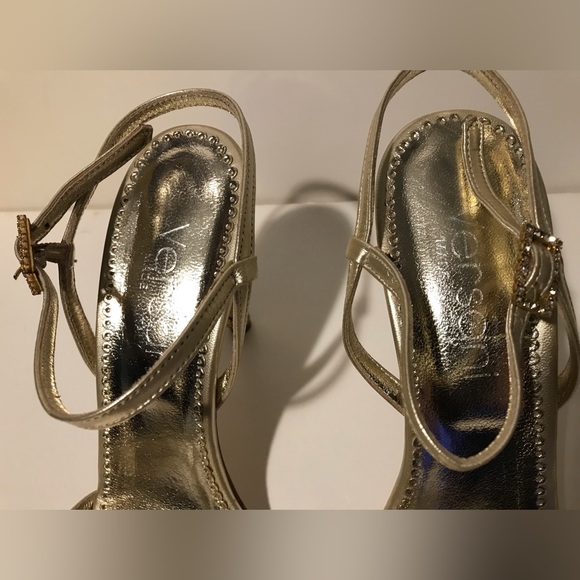 Vintage Womens Versani Italy Gold Shoes 7 lv gucci korrs Luxury Fashion Rl Prom - Picture 5 of 13